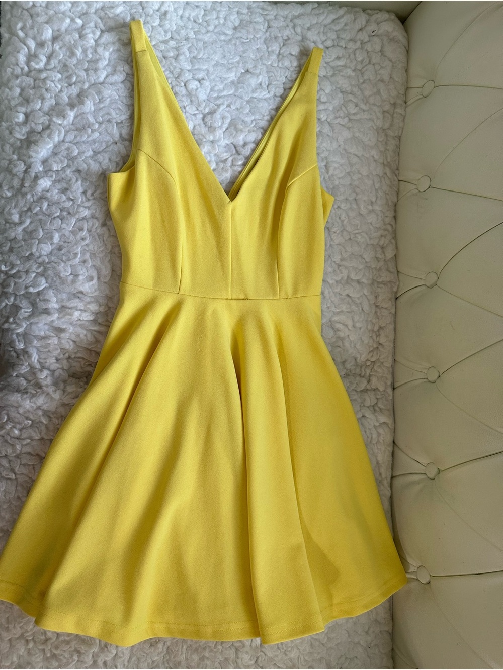 Lulu's Sunny Yellow V-Neck Fit & Flare Mini Dress
